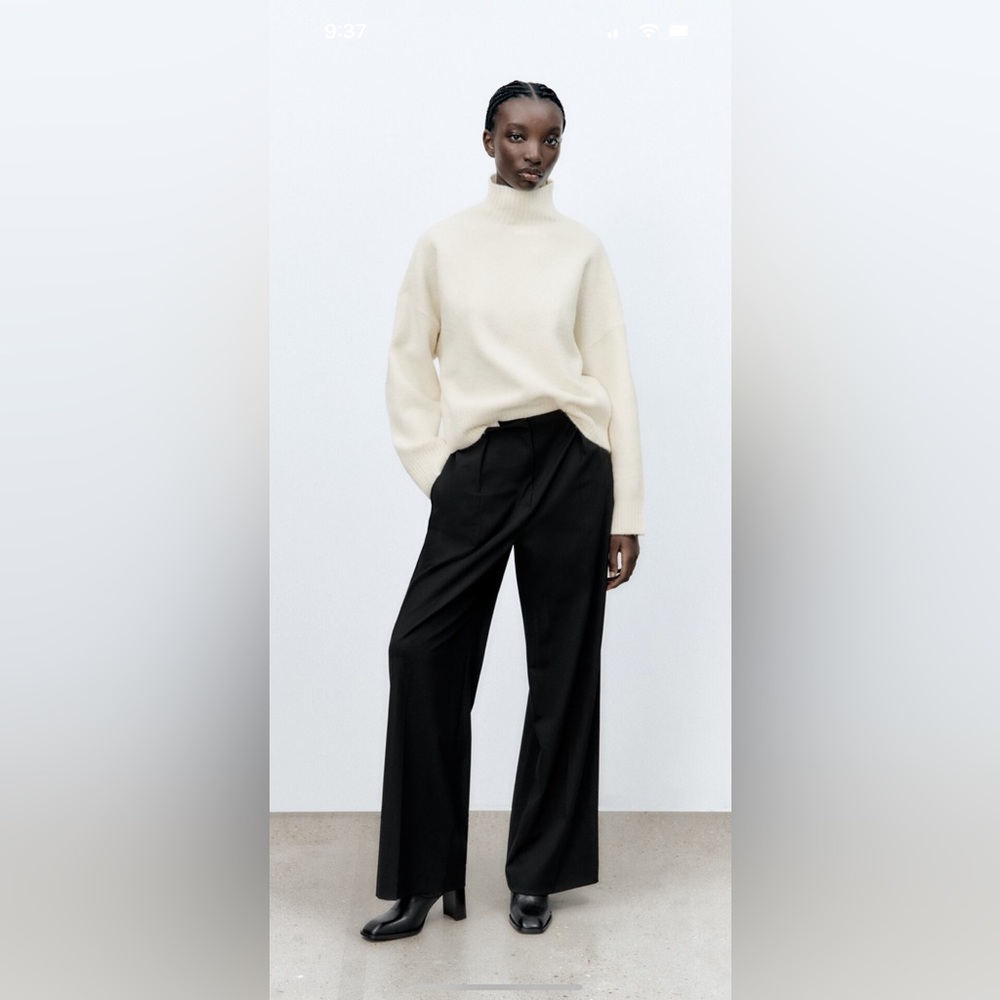 Zara wide leg pants with darts M NWT